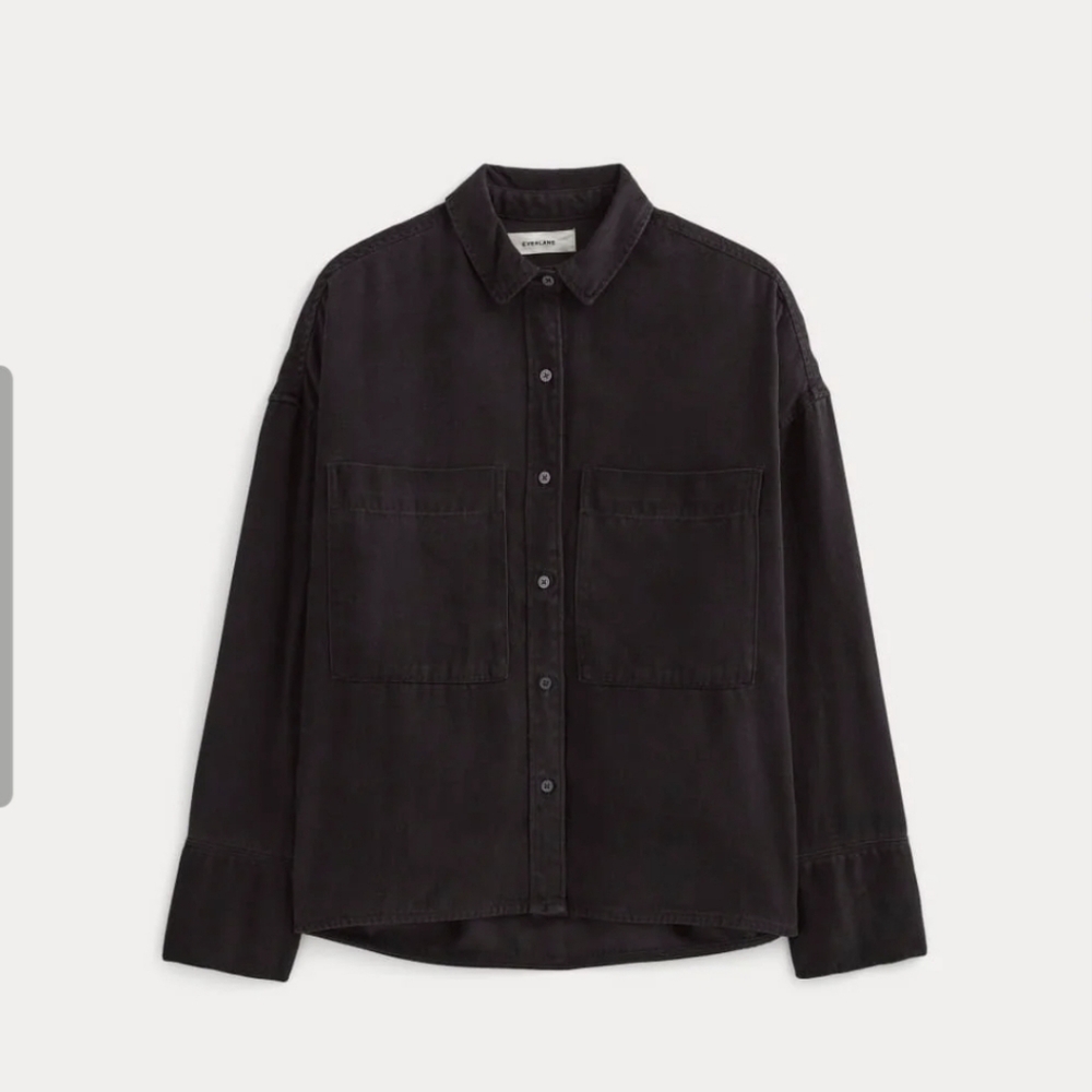 New Everlane Boxy Overshirt In Buttersoft Black Cotton Medium Womens